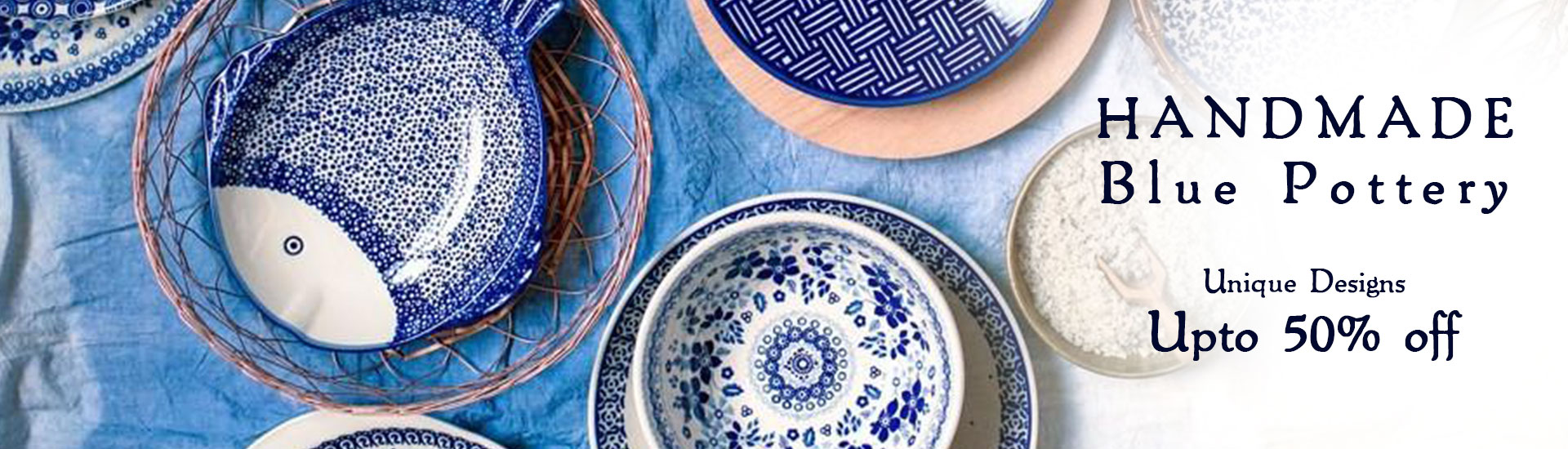 Handmade Blue Pottery Banner