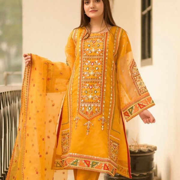 Embroidery 3 Piece Ensemble - Crafted with Intricate Details and Luxurious Fabrics